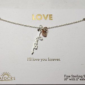 I'll Love Your Forever Love Heart Cubic Zirconia CZ Sterling Silver Necklace